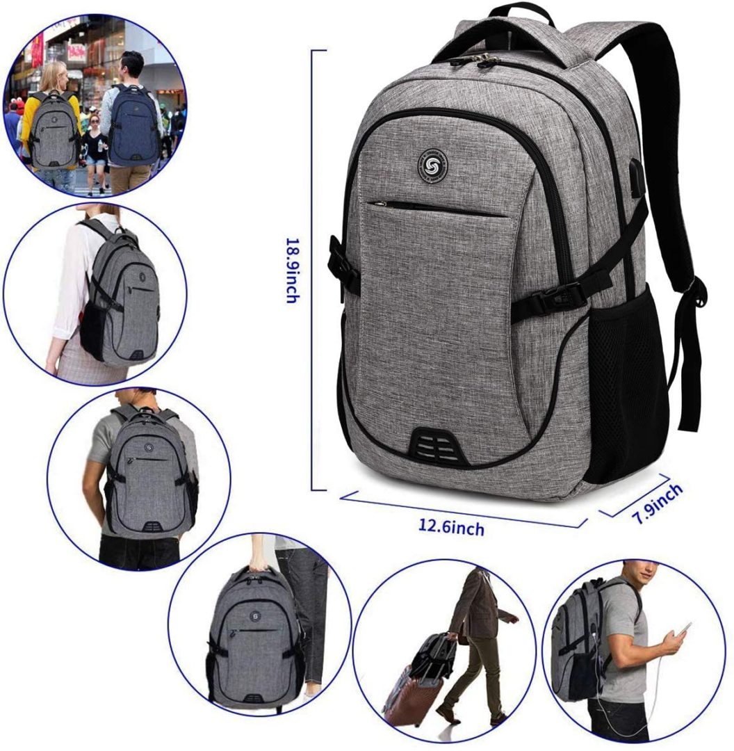 Mochila antirrobo para portátil con carga USB compatible con portátil de  15.6 pulgadas con bloqueo incluido., A-gris