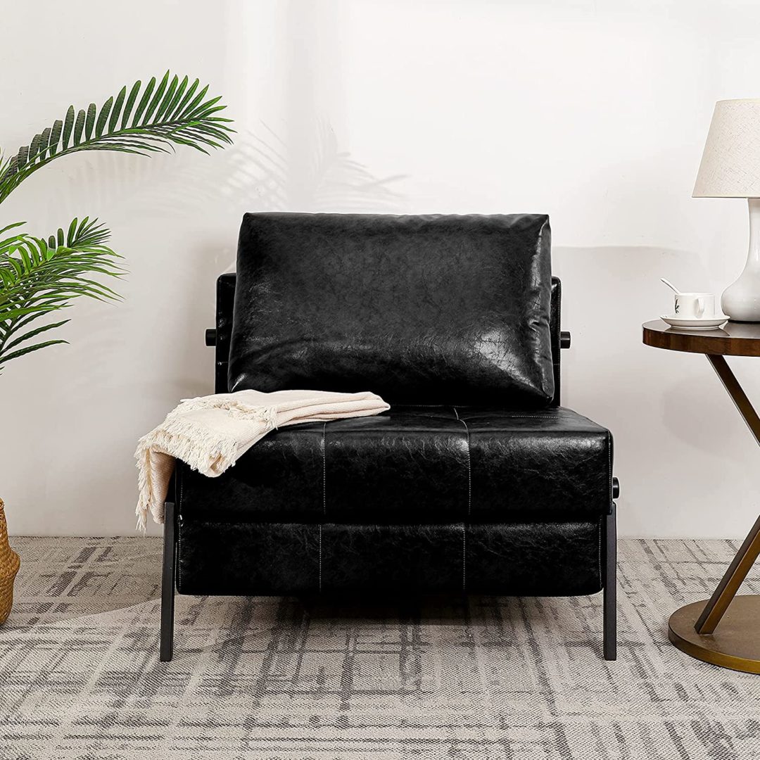 Vonanda Sofá cama, sillón de piel sintética, cama convertible con patas  ocultas y marco resistente, sofá plegable fácil,compacto de color negro -  Imprenta Lombardo